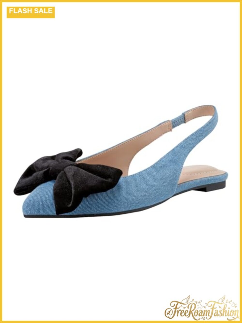 Pointy Toe Slip-On Flat Dress Sandals with Bow Detail